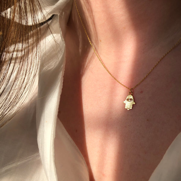 ETCHED HAMSA NECKLACE