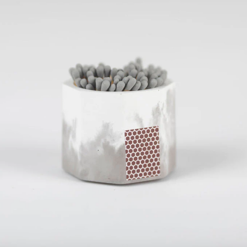 GREY & WHITE MATCH STICK HOLDER