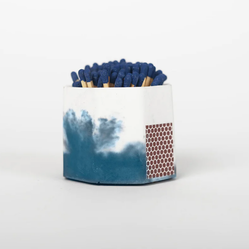 NAVY & WHITE MATCH STICK HOLDER