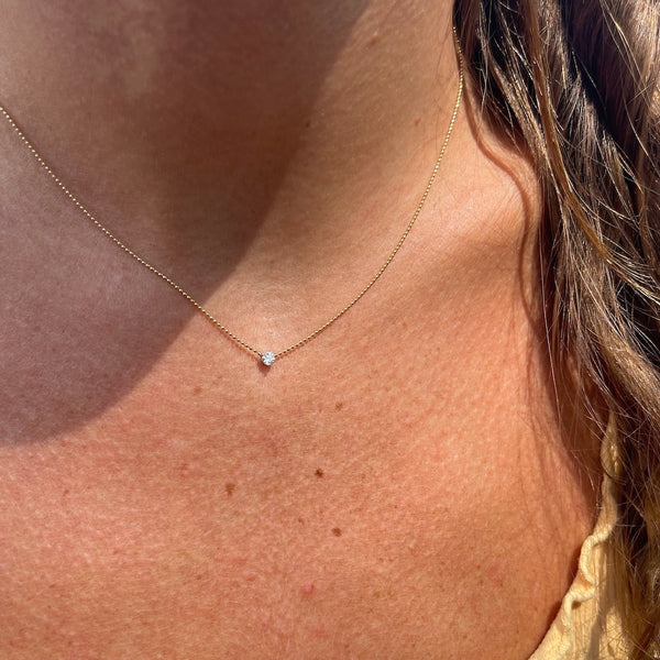 The perfect silver solitaire diamond pendant necklace.