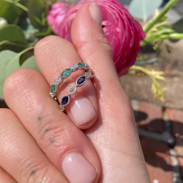 Emerald and online diamond eternity band