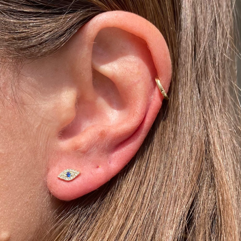 SAPPHIRE & DIAMOND EYE STUD EARRINGS
