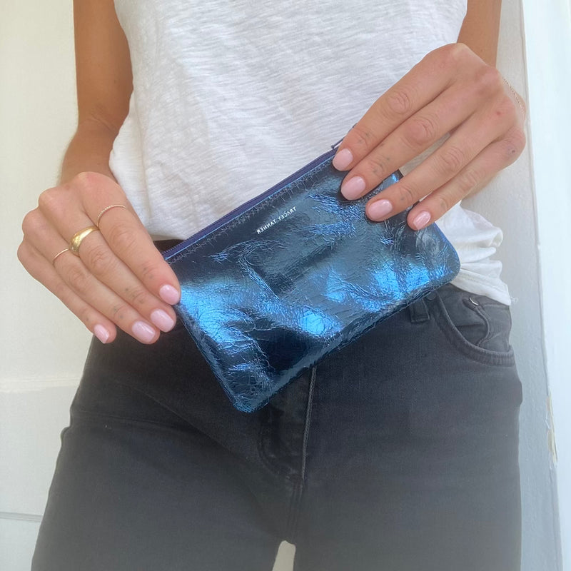FOIL MIDNIGHT ZIP POUCH