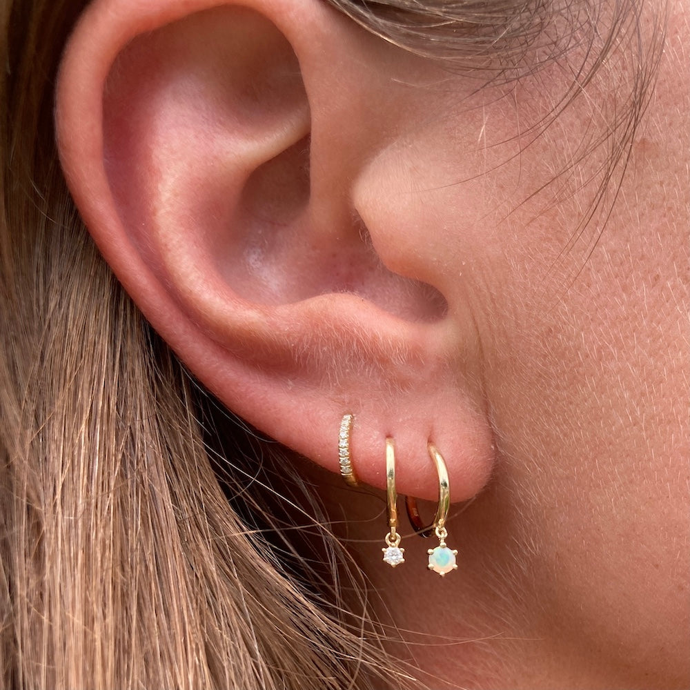 STARRY NIGHT OPAL DROP HOOP EARRINGS - Main Image