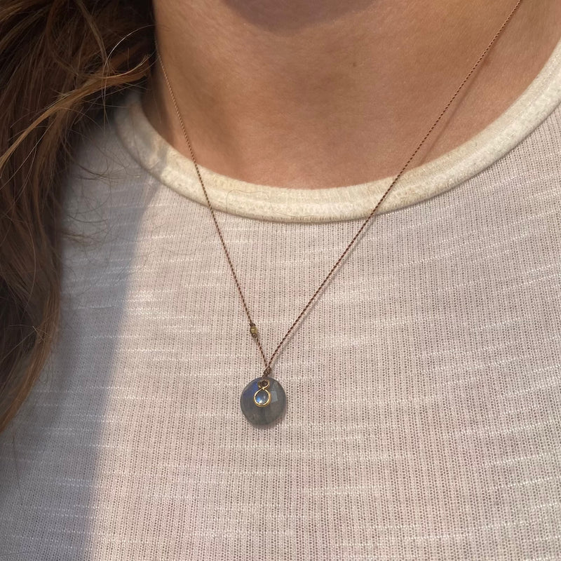 LABRADORITE & MOONSTONE PENDANT NECKLACE