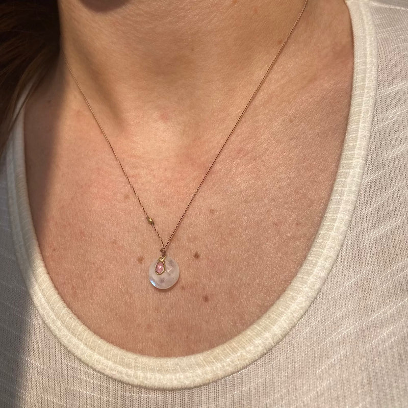 RAINBOW MOONSTONE & TOURMALINE PENDANT NECKLACE