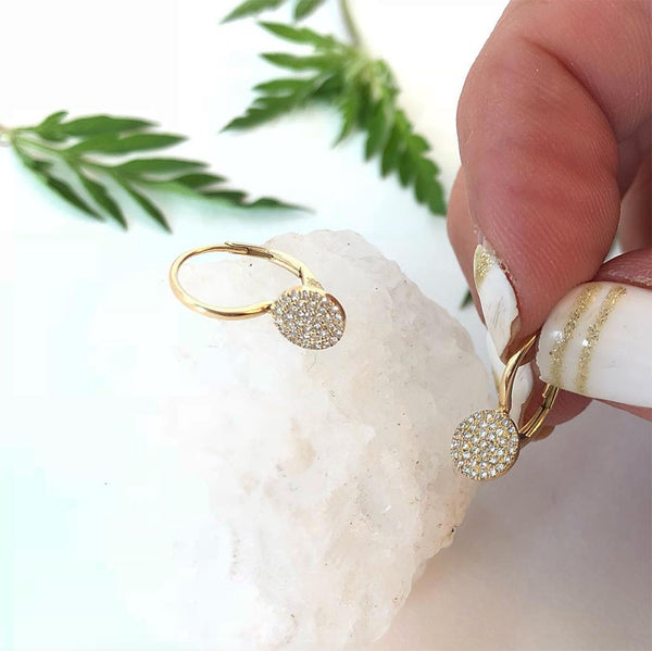 Diamond Disc Leverback Earrings