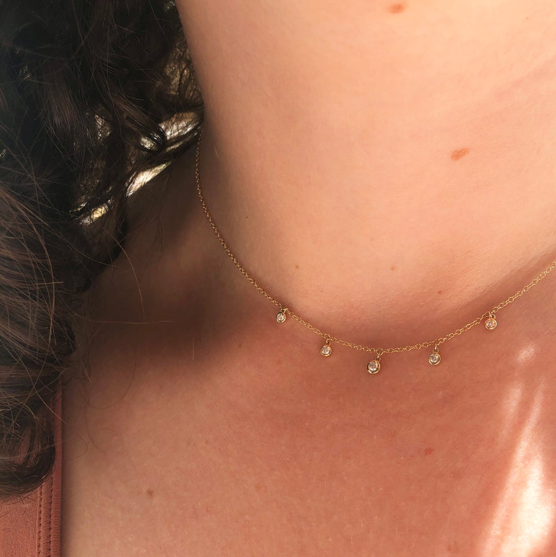 DEW DROP DIAMOND STATION NECKLACE