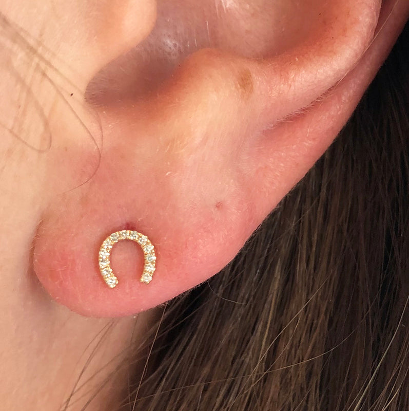 DIAMOND HORSESHOE STUD EARRINGS