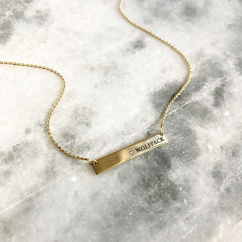 ENGRAVED GOLD BAR NECKLACE