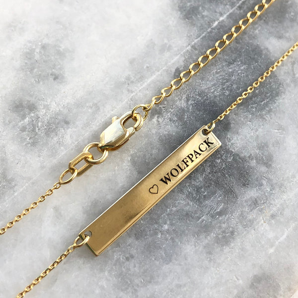 14k Gold Customizable Gold Bar Necklace 14k Yellow Gold Engravable