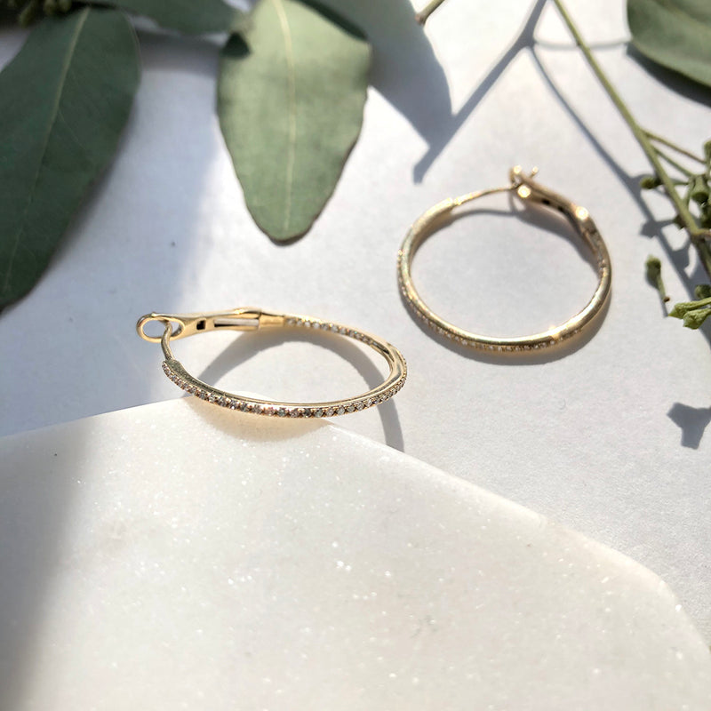 ROUND DIAMOND HOOP EARRINGS