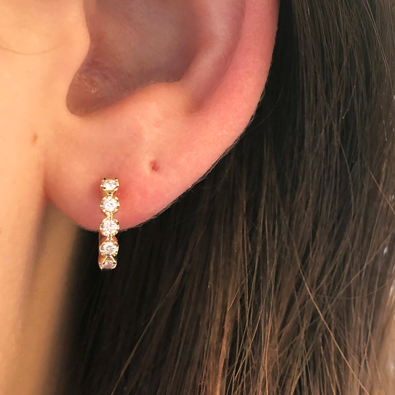 SECRET GARDEN DIAMOND HUGGIE HOOPS