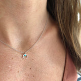 Diamond Horseshoe Necklace with Turquoise Stone
