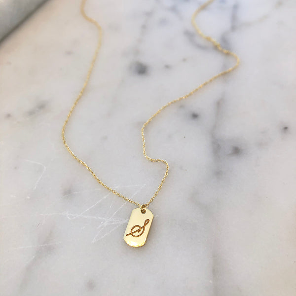 Engraved Initial Tag Necklace