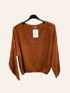 V-neck crop sweater with a tight hem #20678