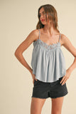 T4101   CROCHET CONTRASTED TANK TOP