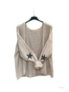Thick cardigan with mohair and stars at the elbows #3559