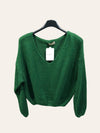 V-neck crop sweater with a tight hem #20678