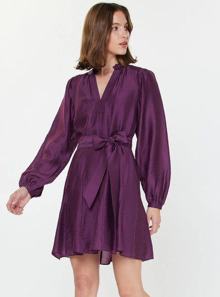 Godet Detail Long Sleeve Mini Dress