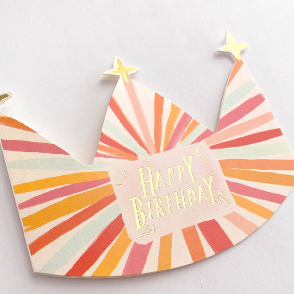 Birthday Crown Gold Letters Happy Birthday Card