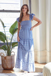 SMOCKED TIERED MAXI DRESS