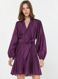 Godet Detail Long Sleeve Mini Dress