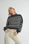 T3341   STRIPED PATTERN MOCK NECK SWEATER TOP
