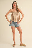 T4101   CROCHET CONTRASTED TANK TOP