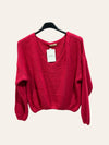 V-neck crop sweater with a tight hem #20678