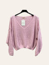 V-neck crop sweater with a tight hem #20678