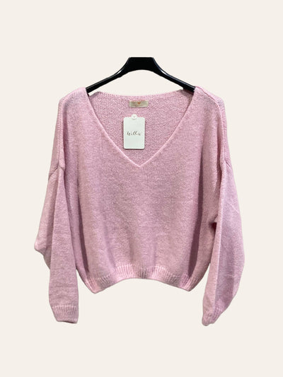 V-neck crop sweater with a tight hem #20678