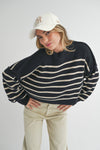 T3341   STRIPED PATTERN MOCK NECK SWEATER TOP