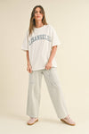 P3819  STRIPE AND WASHED EFFECT BARREL SHAPE PANTS