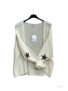 Thick cardigan with mohair and stars at the elbows #3559