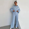 Solid Color Hoodie Top and Pant Set Sweater Set 9263