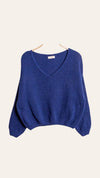 V-neck crop sweater with a tight hem #20678