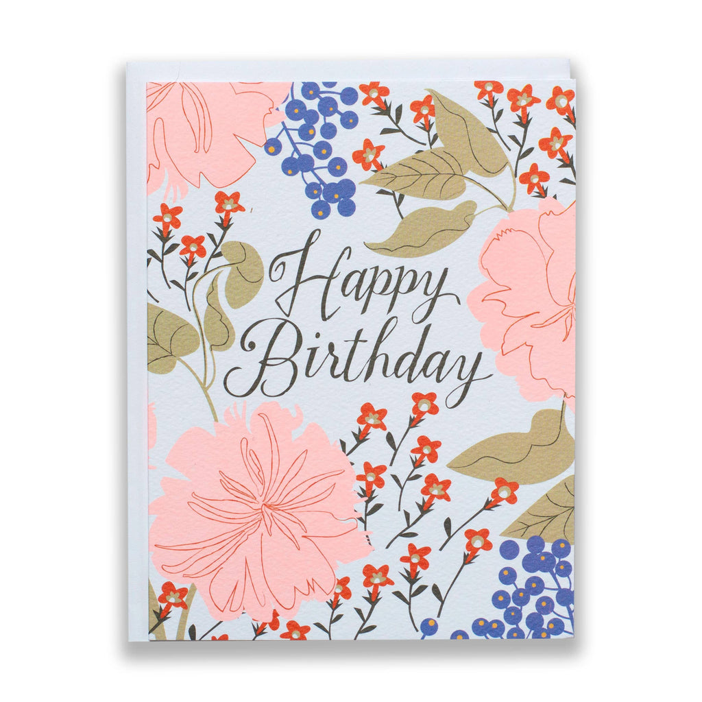 Peachy Floral Happy Birthday Note Card