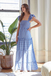 SMOCKED TIERED MAXI DRESS