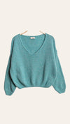 V-neck crop sweater with a tight hem #20678