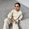 Solid Color Hoodie Top and Pant Set Sweater Set 9263
