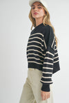T3341   STRIPED PATTERN MOCK NECK SWEATER TOP