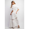 CHIC WOVEN MAXI BUTTON DOWN SHIRT DRESS WITH TRIM LACE DETAI