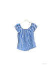 Wide striped bardot collar cotton gauze top