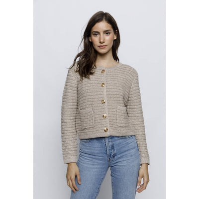 JT9063- TWEED THICK CARDIGAN SWEATER
