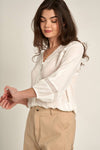 Drawstring Hem Lace Trimmed Blouse