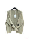 Thick cardigan with mohair and stars at the elbows #3559