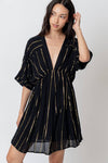 Sequin Stripe Kimono Sleeve Mini Dress
