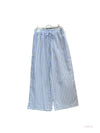 Wide-striped cotton gauze pants