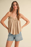 T4101   CROCHET CONTRASTED TANK TOP